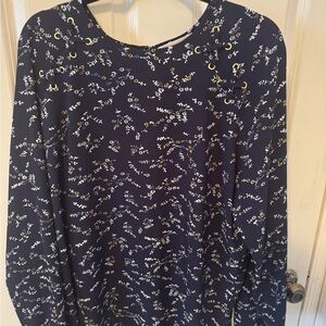Michael Kors Dark Blue Floral Blouse